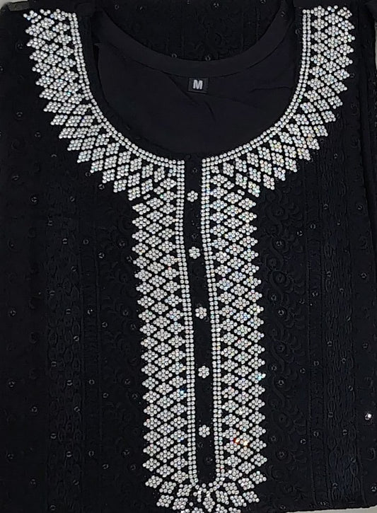 Black chickankari 3 pc kurti