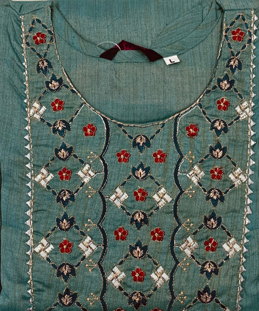 Green straight cut kurti