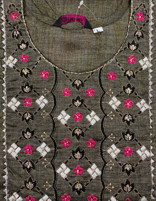 Dark olive green straight-cut kurta