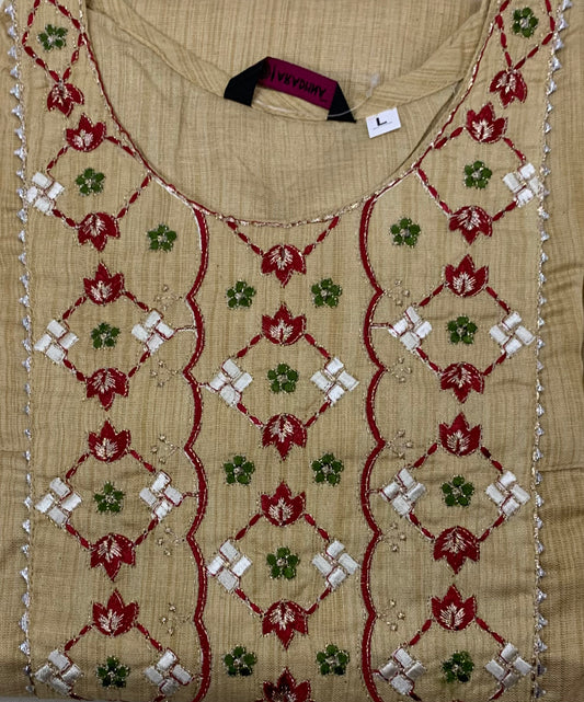 Beige straight-cut kurta