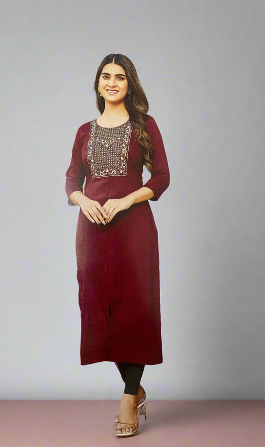 Maroon A Line Kurti
