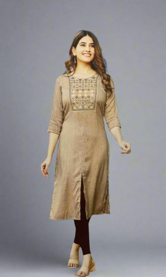 Gray A line  straight cut kurti