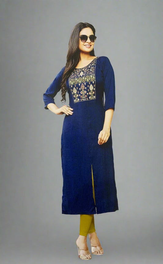 Royal Blue A line straight cut kurti