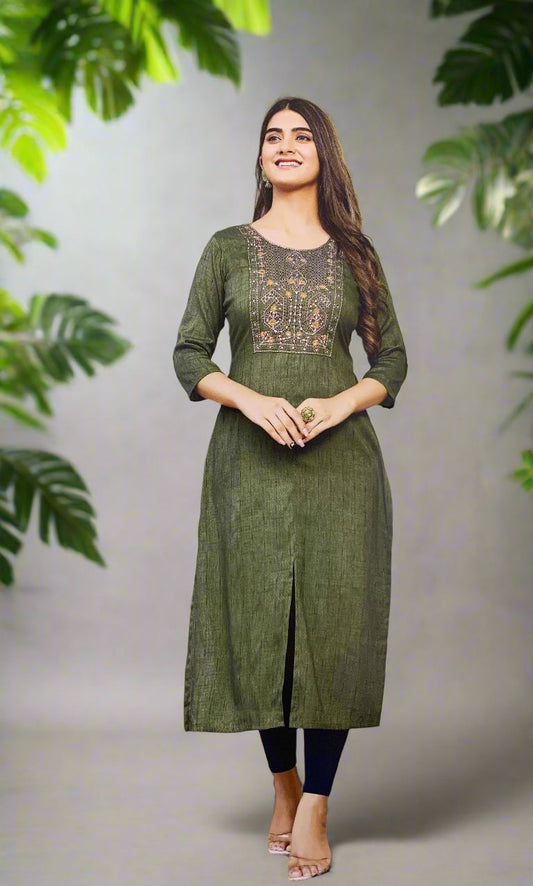 Green A line Kurti