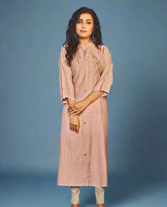 Pastel Pink Mandarin collar kurti