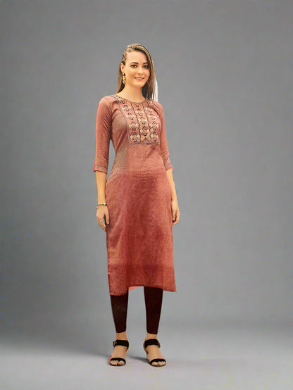 straight-cut kurta rust color