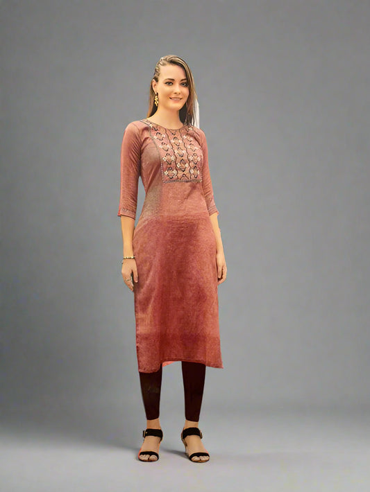 straight-cut kurta rust color