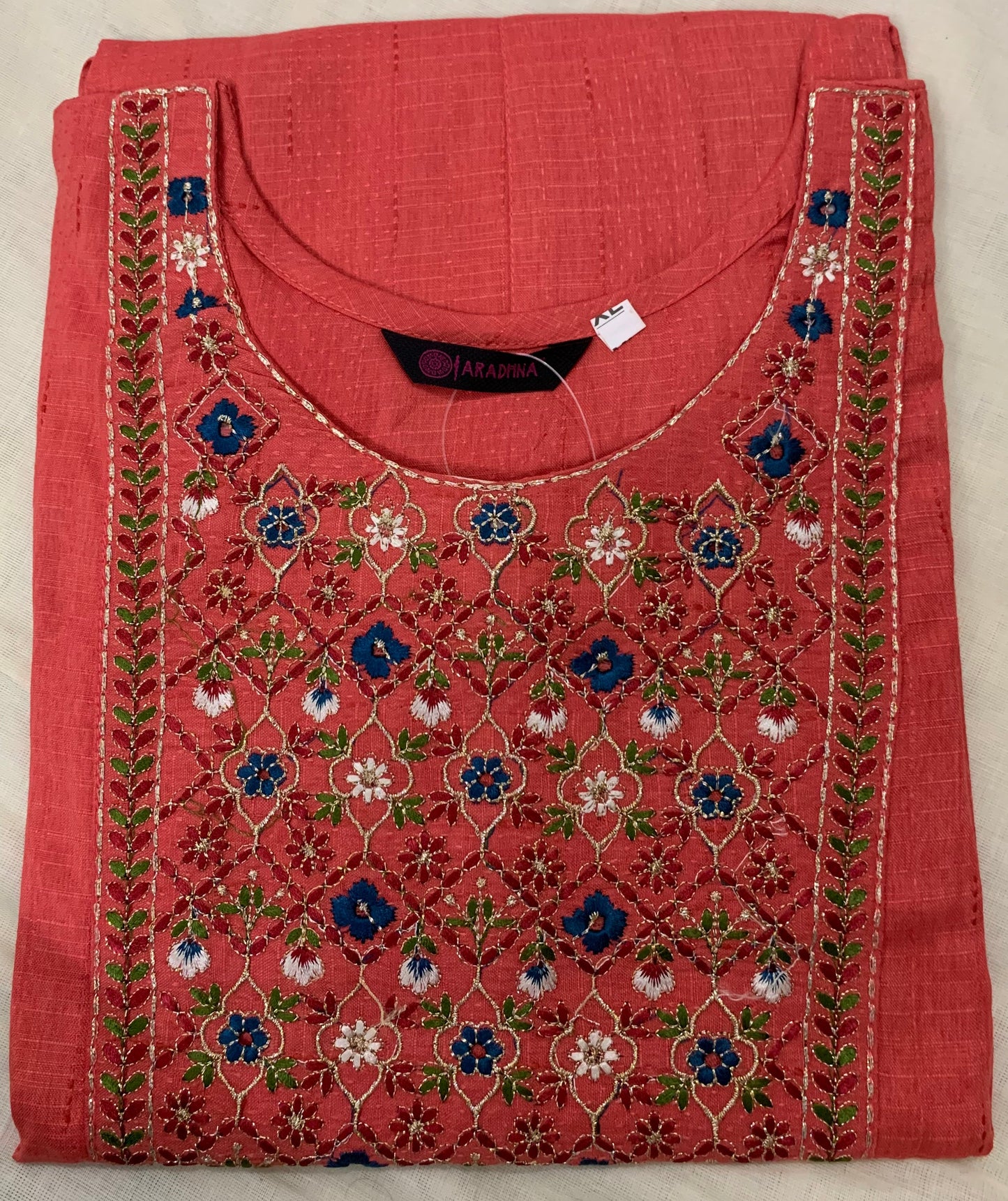 Peach A line straight cut kurti