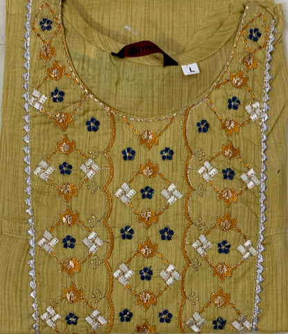 Yellow Straight cut kurti