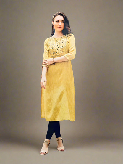 Yellow Straight cut kurti