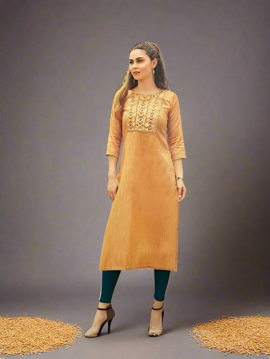 Orange straight cut kurta